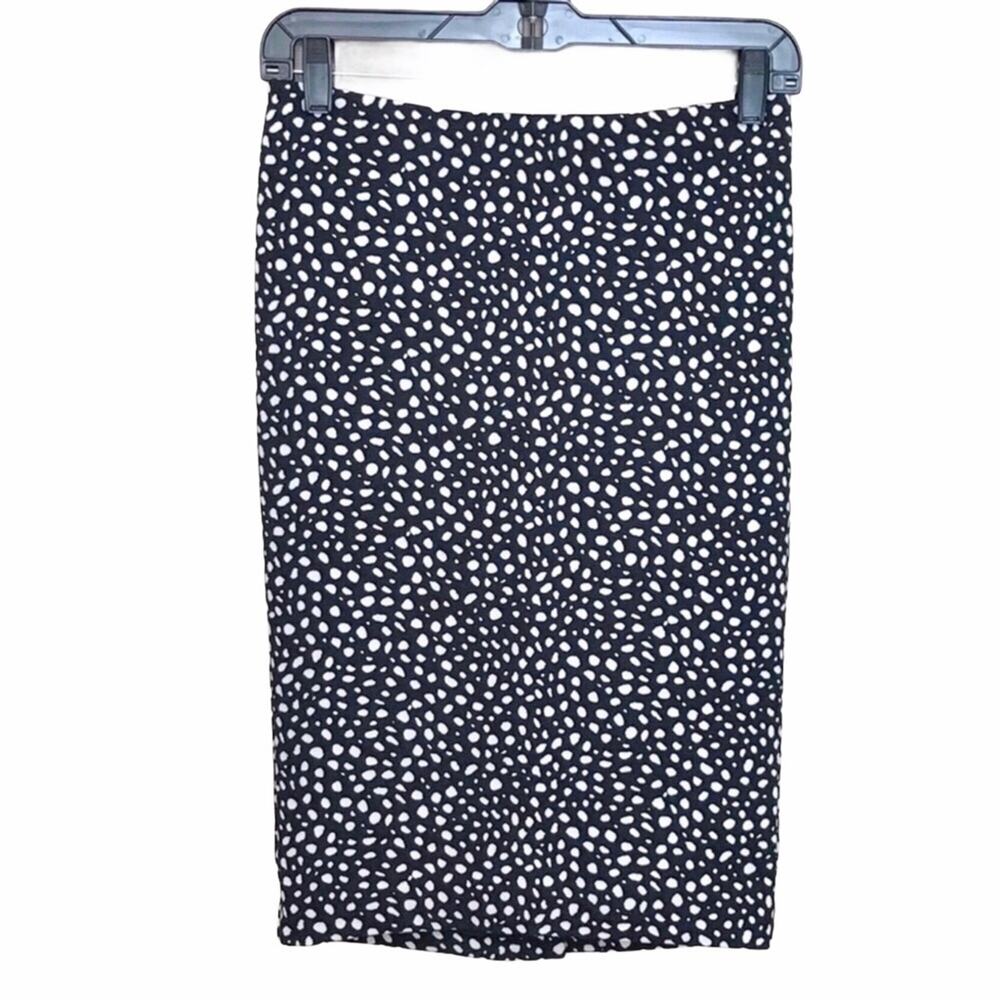 Talbots Black & White Pencil Skirt Polka Dot Knee Length Stretchy